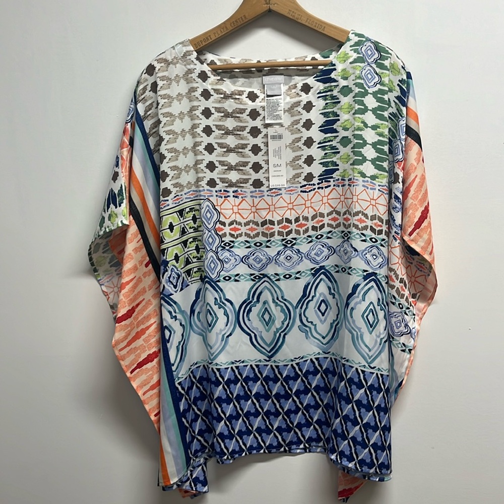 Chico's Multi-Color Printed Dolman Top